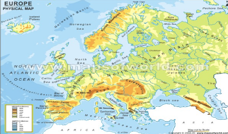Physical Map - Southern Europe
